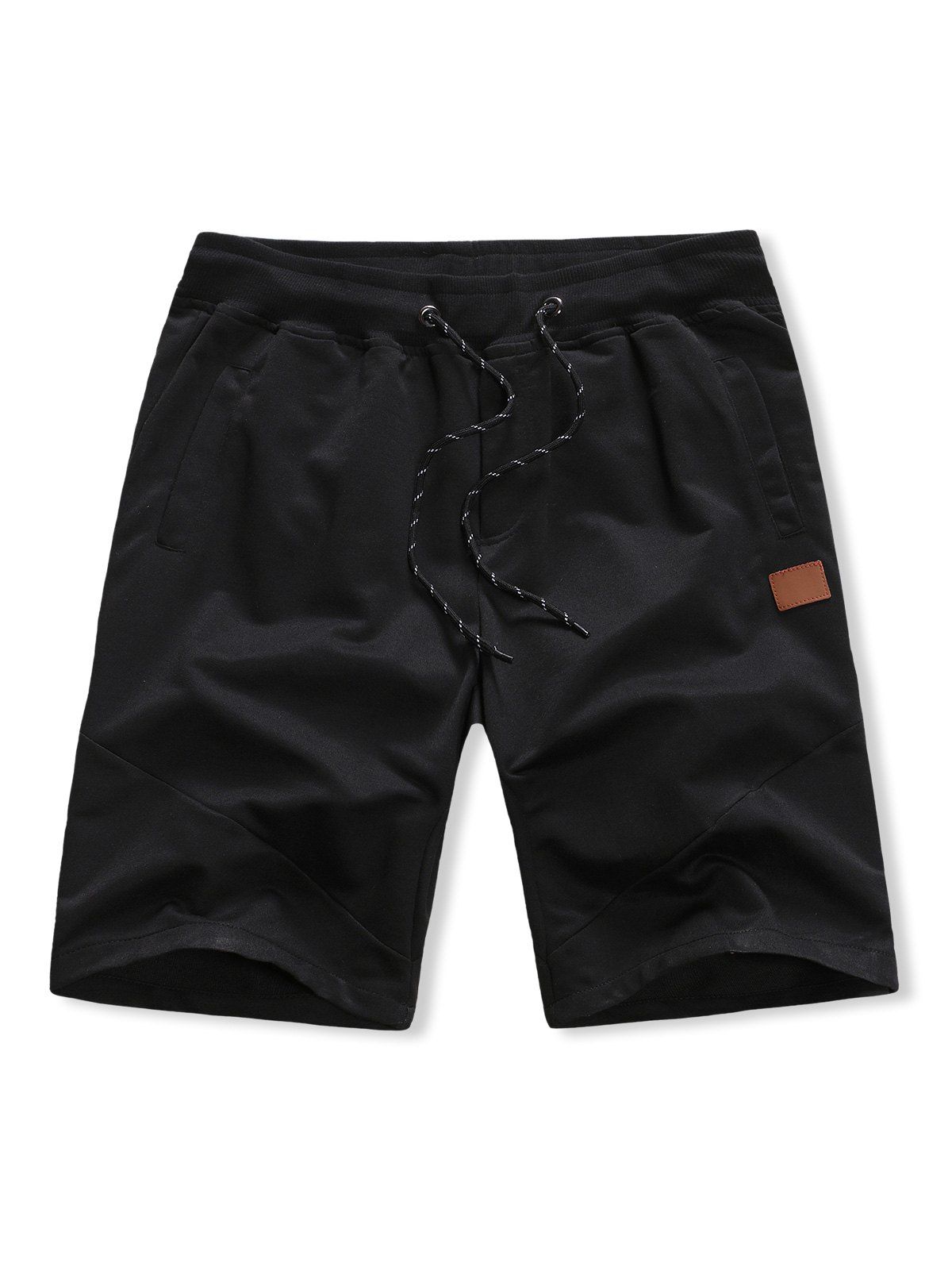 [27% OFF] 2020 Applique Detail Drawstring Sweat Shorts In BLACK | DressLily