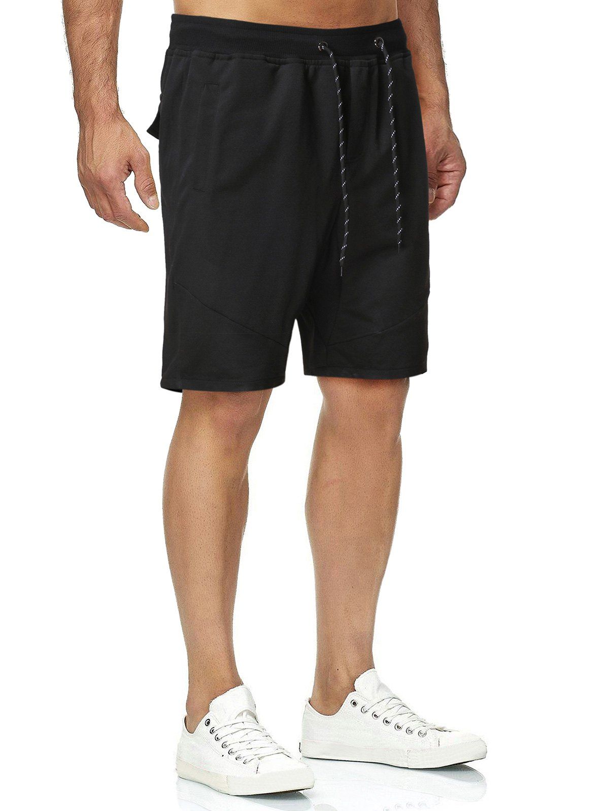 [27% OFF] 2020 Applique Detail Drawstring Sweat Shorts In BLACK | DressLily