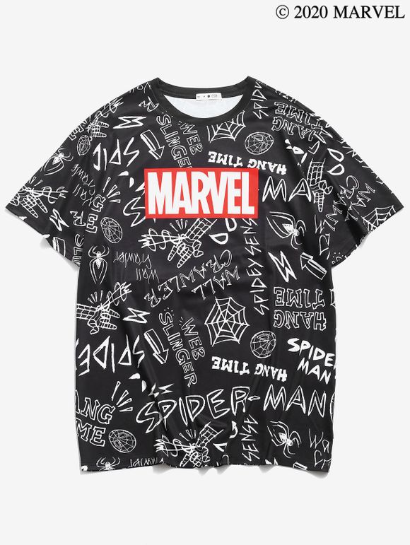 T-shirt de Base Graphique Marvel Spider-Man Imprimé - Noir M