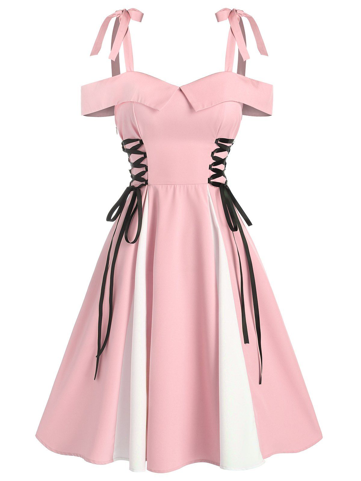 light pink cold shoulder dress