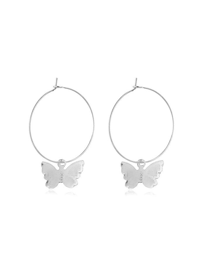 Butterfly Hoop Earrings - SILVER 5*3.5CM