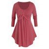 T-shirt Superposé Courbe Grande Taille à Manches Longues - Rouge Saint Valentin 5X