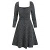 Mini Robe Chinée Plissée en Tricot à Volants - Gris Foncé L