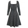 Sweetheart Neck Ruched Heather Knit Mini Dress - DARK GRAY XL