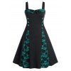 Robe Fleurie Panneau en Dentelle à Taille Haute de Grande Taille - Vert Tortue de Mer 5X