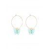 Boucles d'Oreilles Pendantes Motif Cercle et Papillon - Bleu Ciel 5*3.5CM