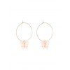 Boucles d'Oreilles Pendantes Motif Cercle et Papillon - Rose Cochon 5*3.5CM