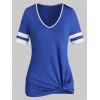 T-shirt Rayé Contrasté Tordu en Avant - Bleu Cobalt M