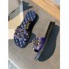 Sandales Brillantes Plates Découpées avec Strass - Bleu EU 40