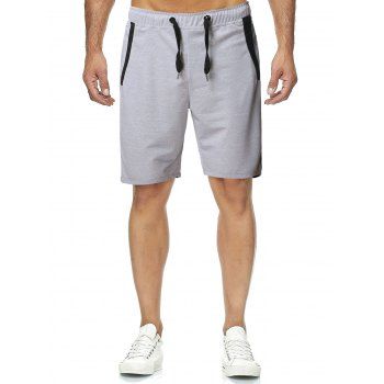 

Drawstring Contrast Marled Sweat Shorts, Gray