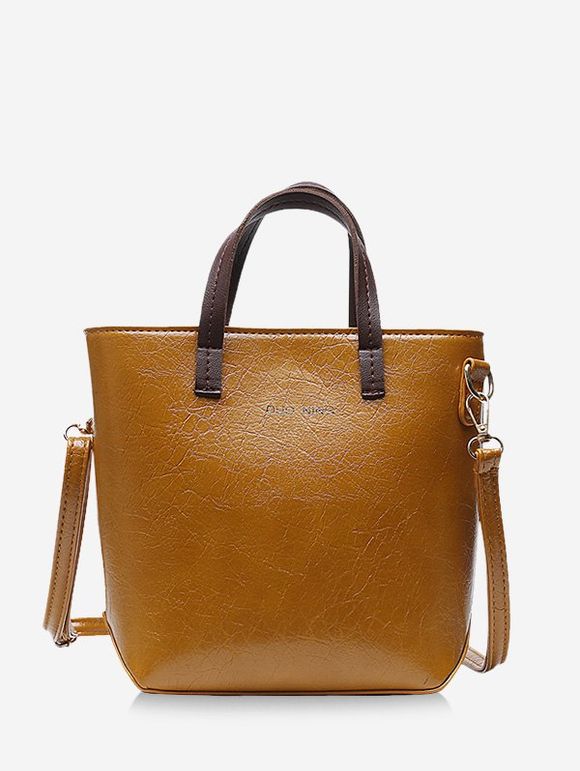 Sac à Bandoulière Rétro Carré en PU - café 