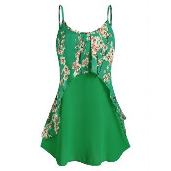 

Floral Print Chiffon Cami Top, Clover green