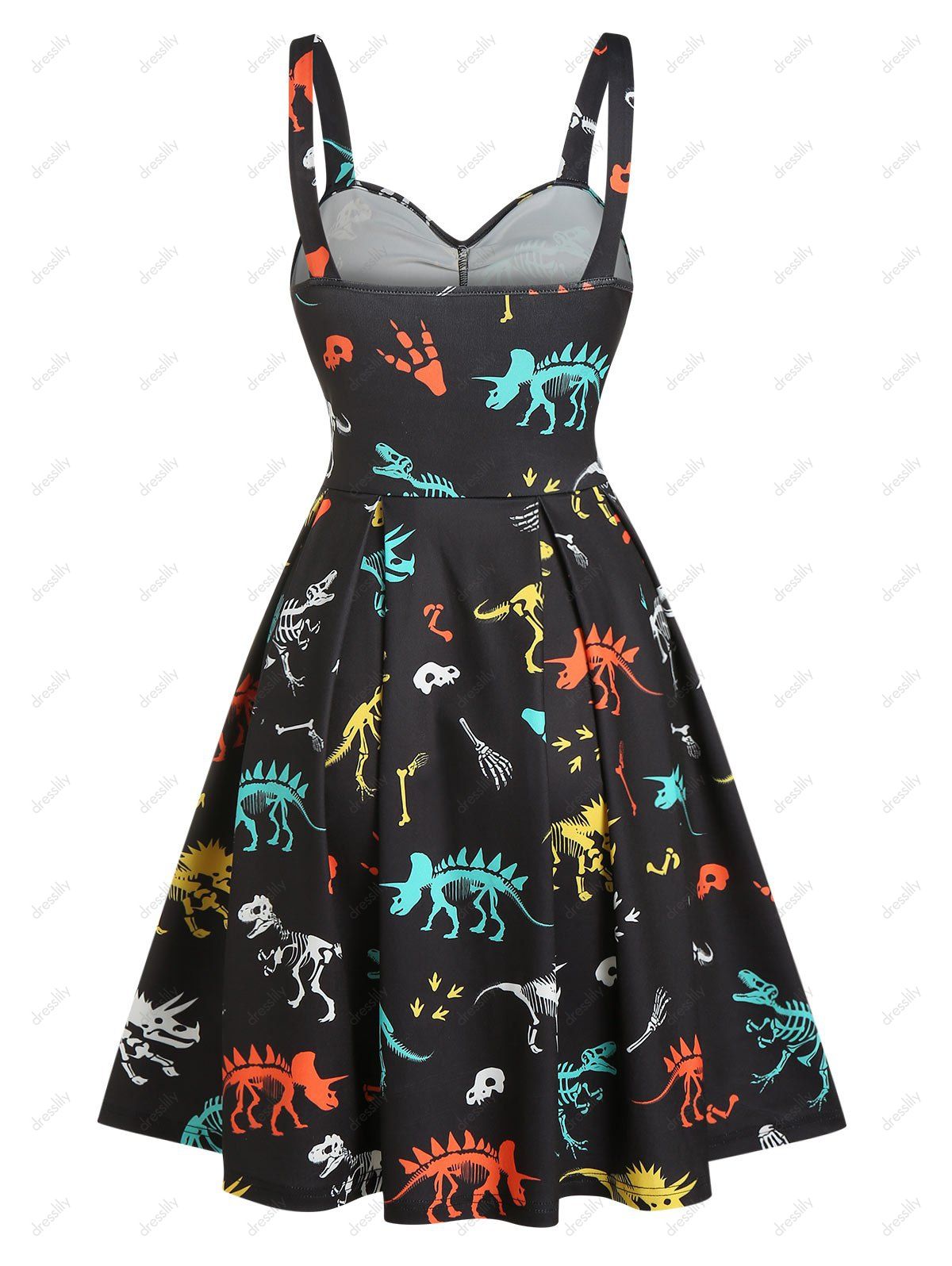 [37 OFF] 2021 Dinosaur Skeleton Print Empire Waist Mini Cami Dress In