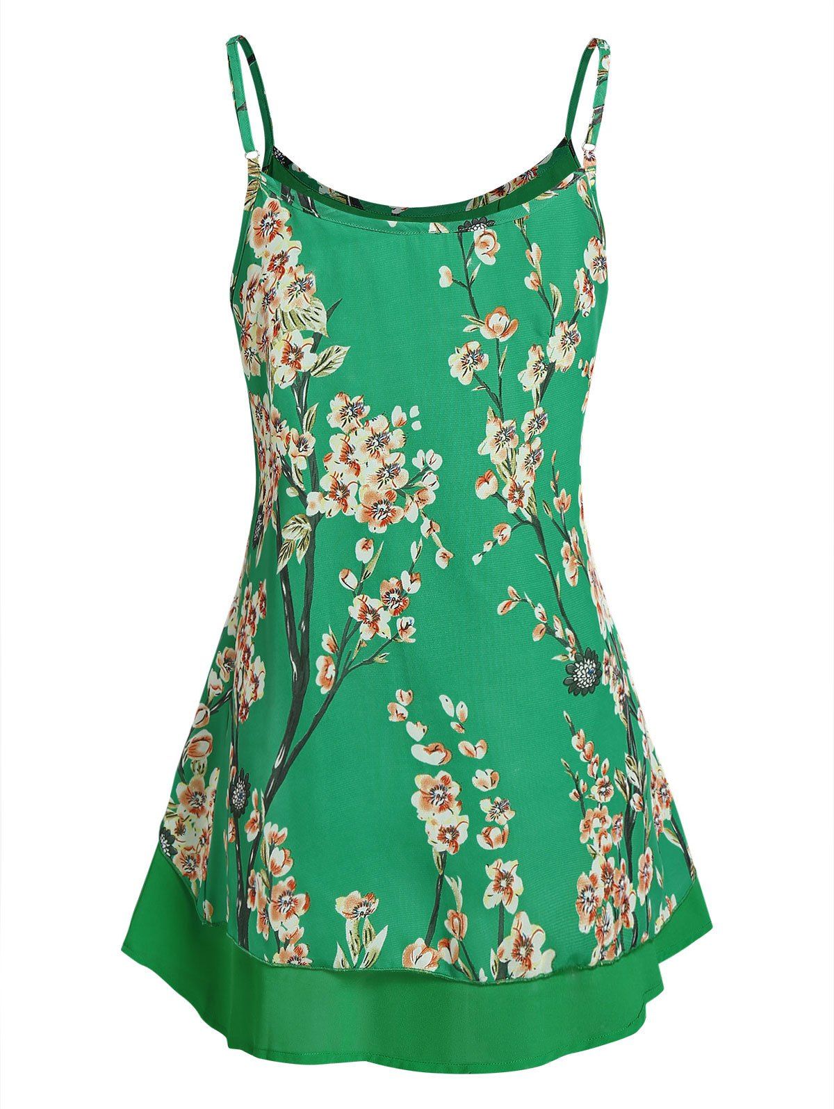 [55% OFF] 2021 Floral Print Chiffon Cami Top In CLOVER GREEN | DressLily