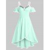 Robe Superposée Haute Basse à Epaule Ouverte à Paillettes avec Trou de Serrure - Vert Menthe XL