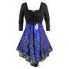 Robe d'Halloween à Imprimé Citrouille et Chauve-souris avec Nœud Papillon de Grande Taille - Noir 2X