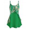 Haut Camisole en Mousseline de Soie à Imprimé Floral - Vert Trèfle 3XL