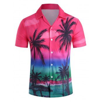 

Hawaii Style Casual Short Sleeves Shirt, Red