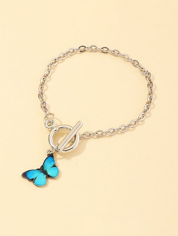Bracelet à Chaîne Papillon Pendant - Bleu Zircon 