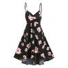 Floral Print Sundress Mini Cami Surplice Summer High Low Dress - BLACK M