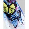 Plus Size Sleeveless Butterfly Print Blouse - BLUE L