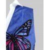 Plus Size Sleeveless Butterfly Print Blouse - BLUE L