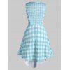 Plus Size Plaid Asymmetrical Sleeveless Dress - LIGHT BLUE L