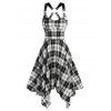 Robe Mouchoir à Carreaux Imprimée Sans Manches - Noir XL