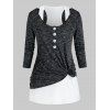 Ensemble de T-shirt Teinté Noué de Grande Taille et de Débardeur au Dos Nageur - Noir L