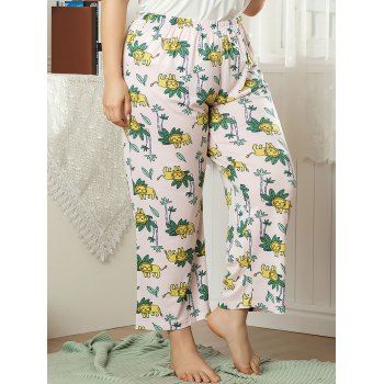 

Cartoon Lions Print Plus Size Sleep Pants, Light pink