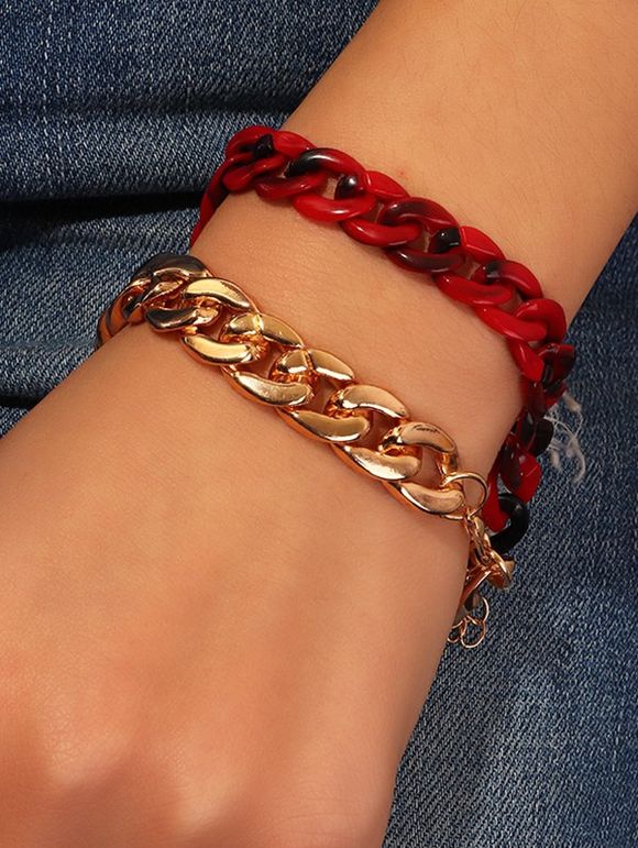 Ensemble de Bracelet Simple à Chaîne Liée 2 Pièces - multicolor A 