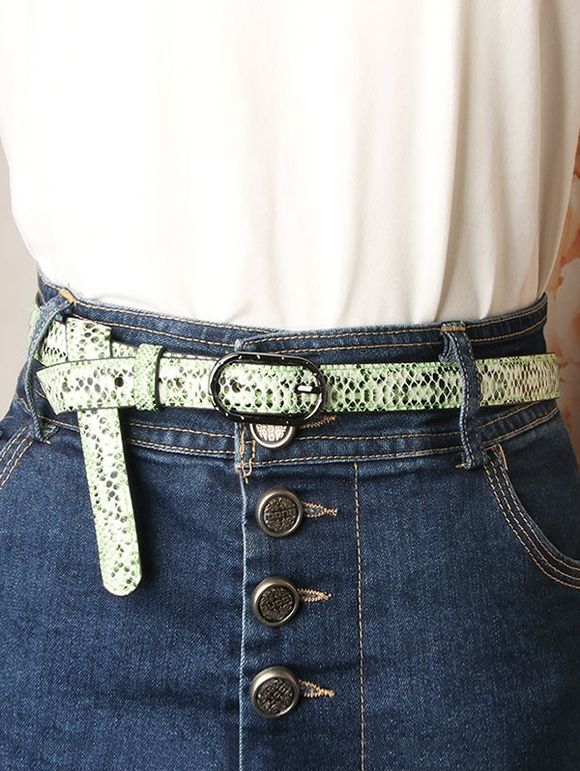 Ceinture Bouclée Motif Peau de Serpent en Jean - multicolor A 