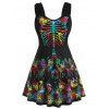 Débardeur d'Halloween Crâne Papillon Fleuri de Grande Taille - Noir 5X