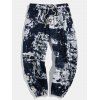 Pantalon de Jogging Tribal à Imprimé Peinture d'Encre - Bleu 2XL