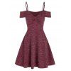 Mini Robe Ligne A Texturée à Epaule Dénudée - Rouge Vineux L
