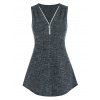 Débardeur Côtelé Chiné à Demi-Zip - Gris Ardoise Foncé 3XL