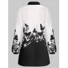 Plus Size Button Up Long Sleeve Butterfly Print Shirt - BLACK 4X