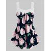 Débardeur à Bretelle au Crochet Fleur Imprimée sans Dos de Grande Taille - Noir 4X