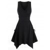 Sleeveless Side Lace-up Handkerchief Gothic Dress - BLACK M