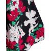 Plus Size Flower Print Peplum Long Sleeve Tunic Tee - BLACK L