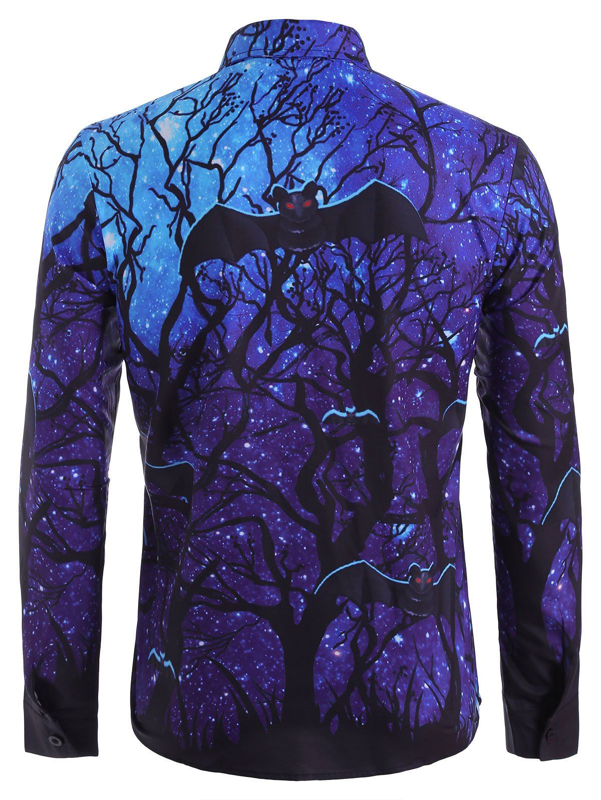 [37% OFF] 2020 Halloween Starry Bat Print Long Sleeve Button Up Shirt ...