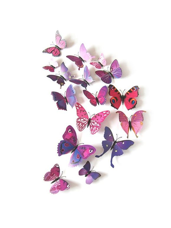 Ensemble Décoration de Réfrigérateur 3D Papillon Magnétique 12 Pièces - multicolor A 12PCS
