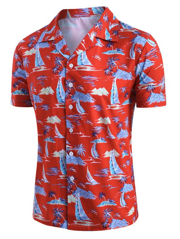Chemise Hawaï Palmier et Boutonnée Imprimés - multicolor M