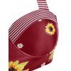 Plus Size Striped Sunflower Push Up Halter Tankini Swimwear - DEEP RED L