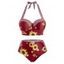 Maillot de Bain Tankini Tournesol Rayé de Grande Taille à Col Halter - Rouge foncé 2X