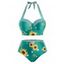 Maillot de Bain Tankini Tournesol Rayé de Grande Taille à Col Halter - Vert clair 2X