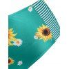 Plus Size Striped Sunflower Push Up Halter Tankini Swimwear - LIGHT GREEN 4X