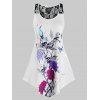 Débardeur en Dentelle Motif de Crâne et de Fleur au Dos Nageur de Grande Taille - Blanc 5X