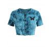 T-shirt Court Tie-Dye Papillon Grande Taille - Bleu 4X