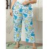 Pantalon Pyjama Animaux Marins de Dessin Animé Imprimé Grande-Taille - Bleu clair 1XL